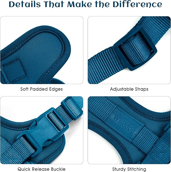 Wisedog Lightweight No Pull Dog Harness, Navy, Small | Air Mesh, 3 Clips, Adjustable, No Choke Design, Ideal for Walking Training - Image 3