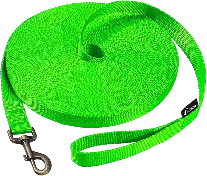 HIKISS Long Dog Leash Obedience Recall Training Agility Lead with Thickening Material for Large Dog - 15ft 20ft 30ft 50ft 100ft Training Leash(Green 50ft) by HiKiss