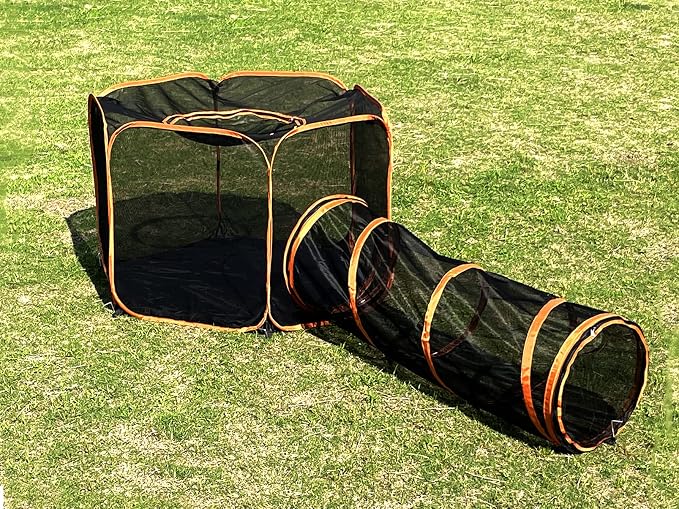 2 in 1 Pet Cat and Dog Tunnel Tent Foldable Pet Tent Outdoor Pop Up Pet Playpen Cage Fences House (Styles 2) - Image 7
