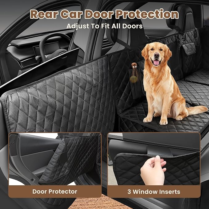 Hard Bottom Dog Car Seat Cover for Back Seat with Door Protector | 100% Waterproof, Tear-Resistant & Non-Slip, Back Seat Cover for Small Mid Cars, SUVs & Trucks, Holds 450Lbs, Easy to Clean - Image 3