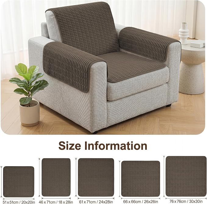 Foxdecor Couch Arm Covers for Sofa Arm Chair Covers Set of 2 | Sofa Arm Covers Cat Scratch Resistant Couch Protectors, Washable Armrest Cover Furniture Arm Covers, Chocolate 24x28 in - Image 6