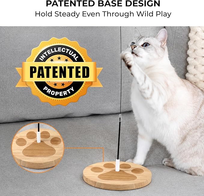 Cat Toys for Indoor Cats, Interactive Cat Toy Wand, Kitten Stuff, 18 Lures | Heavy Stable Base Prevents Toppling, Dual Suction Cup For Extra Play Options, Trigger natural feline hunting instincts today - Image 4