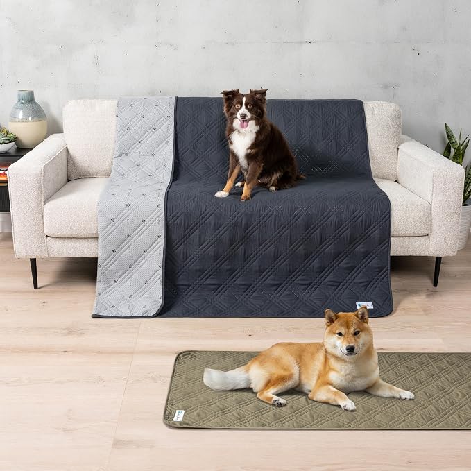 PetAmi Waterproof Couch Cover for Dog Non-Slip Bed Sofa Blanket, 68x82 Gray | Leakproof Furniture Protector for Pet Cat, Machine Washable Pee Proof Mat for Chair Car Seat, Durable & Anti Slip Backing - Image 2