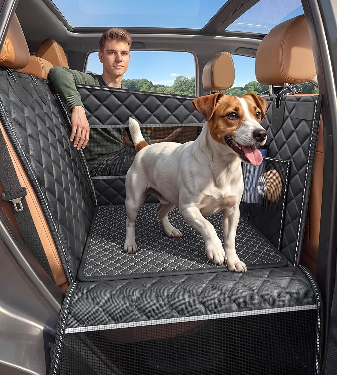 Doglike UNBREAK Hard Bottom Dog Car Seat for Back Seat Passenger Frinedly | [Military-Grade Protection], 450LB Ultra-Support Back Seat Extender for Dogs Carseat, Waterproof Pet Carseat L Size - Image 9