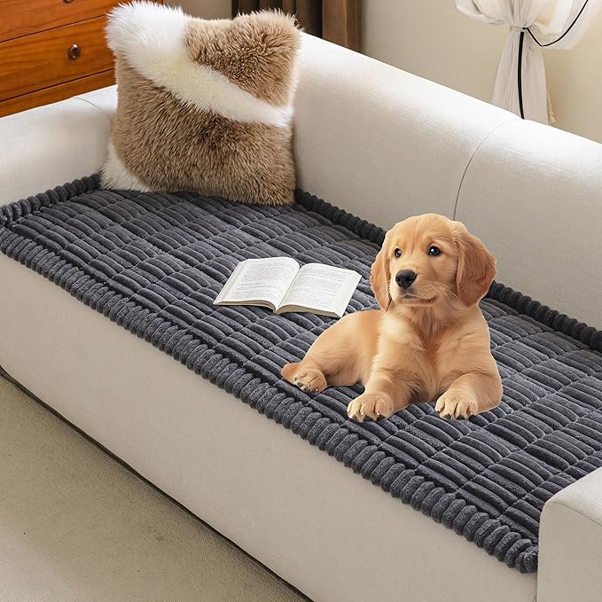 MYSKY HOME Couch Covers for Dogs, Non-Slip Sofa Cover, Dark Grey, 27.6x59in | Couch Covers for Sofa, Sofa Cover for Pets Washable, Soft & Thick Sofa Slipcovers, Love Seat Couch Cover, Furniture Protector by MYSKYHOME