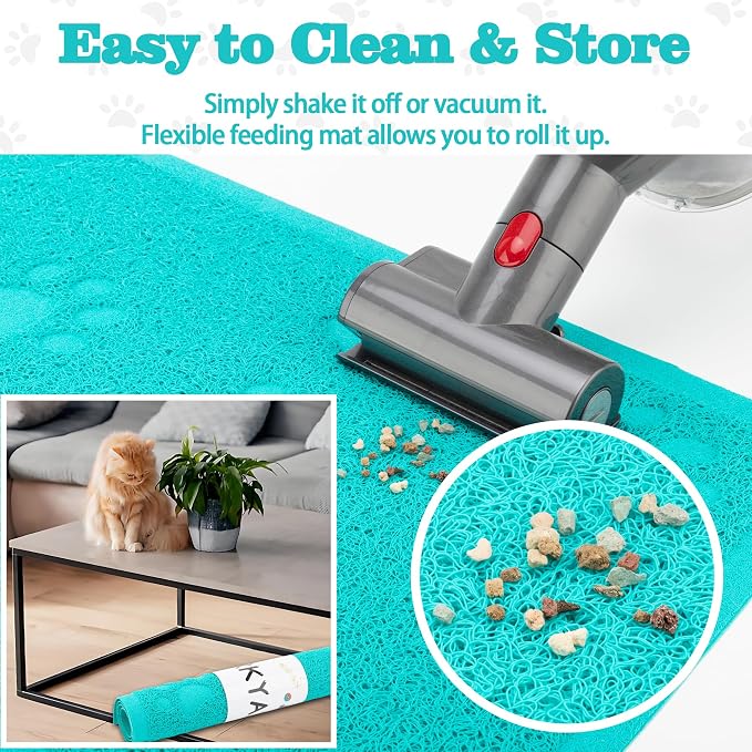 Darkyazi Cat Litter Box Mat for Floor Litter Trapping Mat Non-Slip Backing, Scatter Control, Easy Clean, Water Resistant, Soft on Paws (15.75" x 11.75",Lake Blue) - Image 6