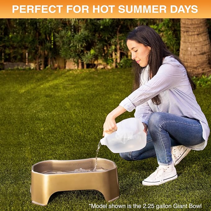 Neater Pet Brands Extra Large Water Bowl for Dogs, Outdoor Dog Water Bowl (1.25 Gallon XL Capacity), Big Trough Style Food Dish for Indoors or Outside, No Spill Large Dog Bowls, Champagne - Image 7