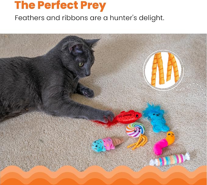 Catstages Kitty Sweet Treats, 6-Pack Catnip Plush Toys with Crinkle & Feathers, Multicolored - Image 2