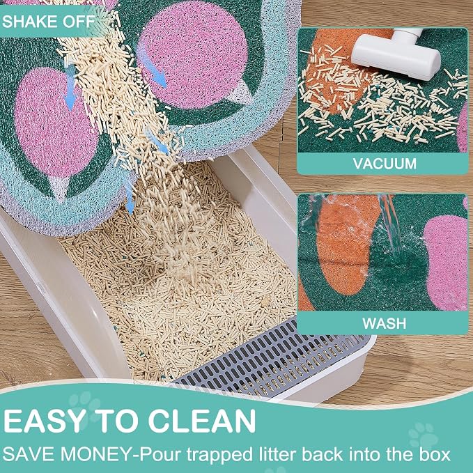 Unicorn Catcher Large Cat Litter Mat, 33.5"x22.4" Litter Trapping Mat | Kitty Litter Mat With Soft PVC Loop Mesh And Non-Slip Backing For Easy-Clean Floor Protection And Home Decor - Image 2