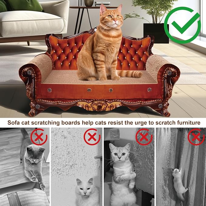 Sofa Shaped Scratching Couch,Thick Scratching Cardboard, Lounge Bed for Indoor Rest&Play, Sofa Scratcher Pad (21.2" L X 12.2 "W X 11.8" H) - Image 3