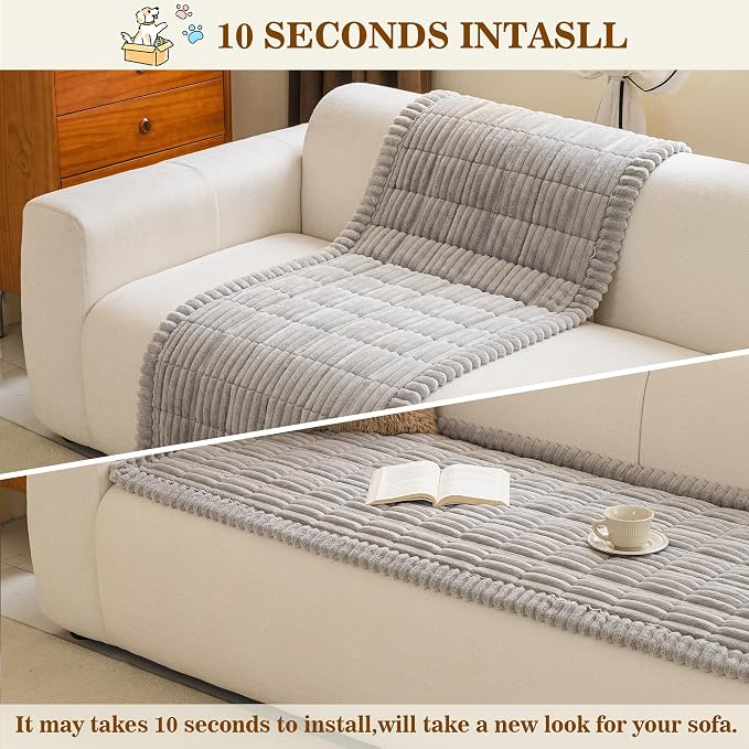 MYSKY HOME Couch Cover for Dogs, Non-Slip Sofa Cover, Light Grey, 27.6x59in | Couch Covers for Sofa, Sofa Cover for Pets Washable, Soft & Thick Sofa Slipcovers, Love Seat Couch Cover, Furniture Protector - Image 8