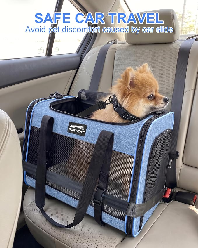 Soft-Sided Large Cat Carrier for 2 Cats, Spacious Foldable Pet Travel Carrier for Large Cats up to 25 Lbs, Double Cat Bag with Shoulder Strap, 20x13x13 Inch, Fits Maine Coon and Small Dogs, Blue | Spacious 20×13×13 in design with reinforced frame for o... - Image 8