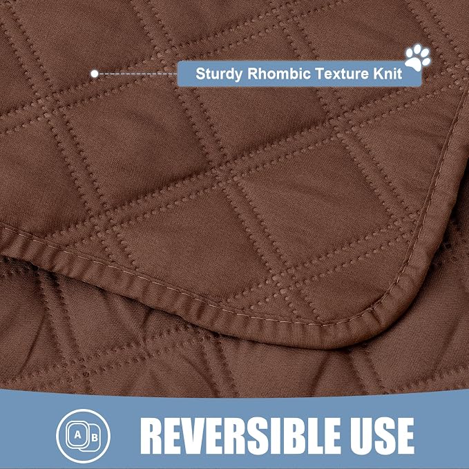 Smiry Waterproof Reversible Pet Couch Covers for Dogs | Pet Friendly, Soft Fabric, Washable Sofa Furniture Protector for Dogs Cat Kids, Checkered (30"x70", Brown/Brown) - Image 4
