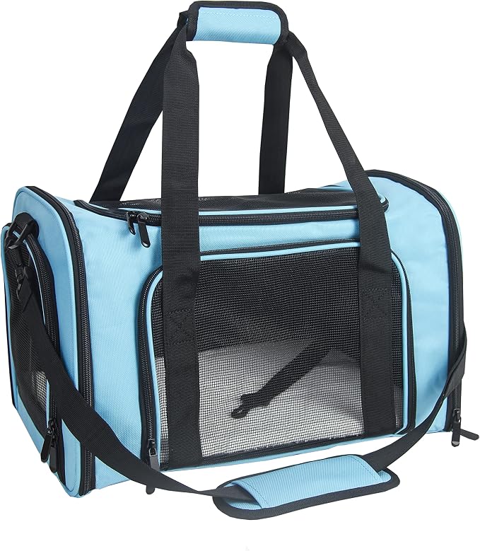 Soft Sided Carrier for Small Medium Cats Dogs,TSA Airline Approved Collapsible Travel Pet Carrier Medium Blue by NextFri