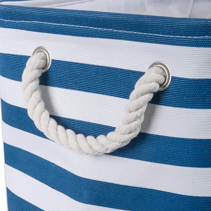 Bone Dry Pet Storage Collection Striped Paw Patch Bin, Large Rectangle, Navy - Image 3