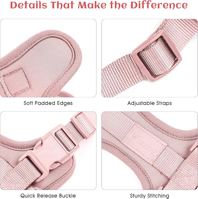 Wisedog Lightweight No Pull Dog Harness, Gossamer Pink, Medium | Air Mesh, 3 Clips, Adjustable, No Choke Design, Ideal for Walking Training - Image 3