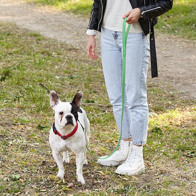 Dogline Biothane Waterproof Dog Leash Strong Coated Nylon Webbing with Black Hardware Odor-Proof Easy to Clean High Performance for Small or Large Dogs Made in USA 4 or 6 ft Lead, Sea Foam Green - Image 7