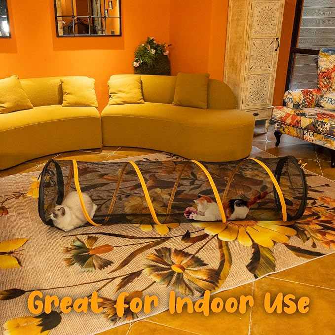 Cat Play Tunnel-for Indoor and Outdoor, Cat Play House, Cat Enclosures Easy to Connect with Two Zipper Doors,Product Size 67'' x 18'',2pcs /Set,Orange 2 Packs - Image 8
