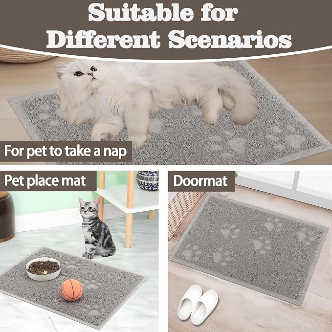 Darkyazi Cat Litter Box Mat for Floor Litter Trapping Mat Non-Slip Backing, Scatter Control, Easy Clean, Water Resistant, Soft on Paws (15.75" x 11.75",Gray Sand) - Image 7