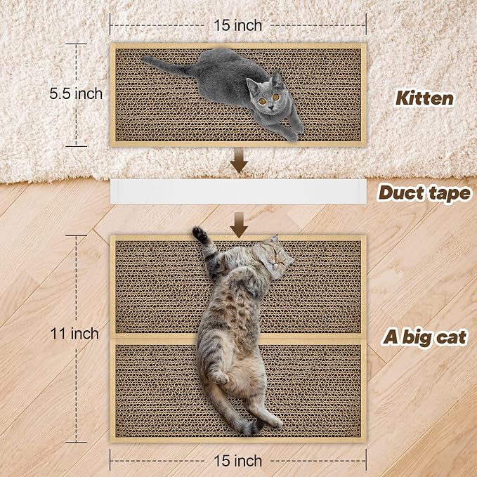 HappyFreeSX Splicing Cat Scratch Pad: Cat Scratchers for Indoor Cats, Cat Scratching Pad, Cat Scratcher Cardboard, Cat Scratching Pad, Premium Scratch from Cats, Double-Sided Design - Image 3