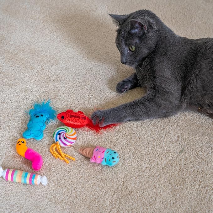 Catstages Kitty Sweet Treats, 6-Pack Catnip Plush Toys with Crinkle & Feathers, Multicolored - Image 8