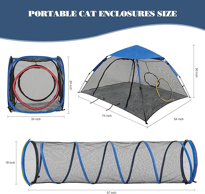 Outdoor Cat Enclosure -Portable Pet Playpen for Outside with Cat Tunnel, Cube Combo,Pet Cage for Cats, Kittens, Dogs and Small Animals - Image 2