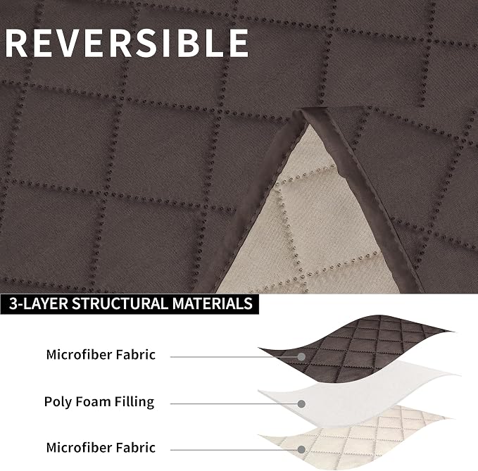 Easy-Going Reversible Couch Cover for 3 Seat Recliner Sofa, Chocolate/Beige | Washable Sofa Slipcover For Dogs, Sofa Cover For Recliner, Furniture Protector Mat, Pet Friendly - Image 5
