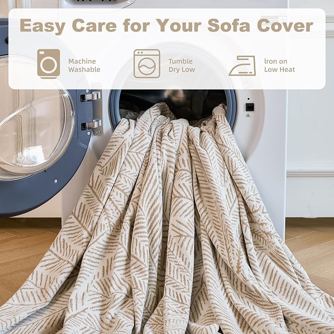 Couch Cover for Dogs Washable Sofa Cover, Sectional Couch Covers, Sofa Covers for 2 Cushion Couch, Non Slip Stripe Sofa Slipcovers Furniture Protector (Khaki, 91 * 150) - Image 7