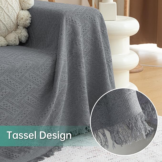 MYSKY HOME Couch Cover for Sectional Sofa, 2 Pieces Couch Covers for L Shape Sofa Geometrical Sofa Slipcovers for 2-3 Cushion Couch Sofa Throws for Pets, Kids (71"x118"+71"x118", Frost Grey) - Image 3