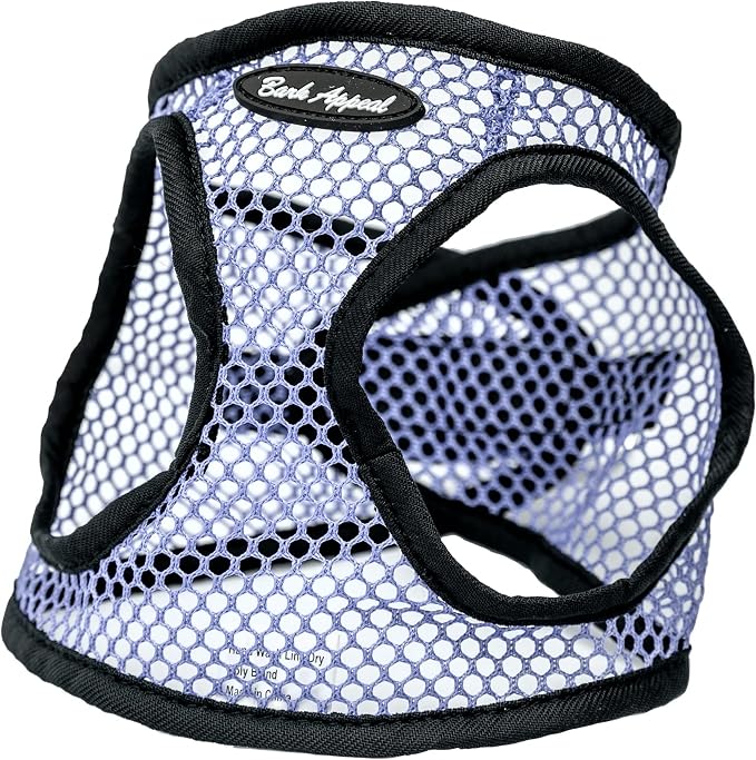 Bark Appeal Lavender Netted Step-in Dog Harness for Small to Medium Sized Pets – Updated Sizing, Remeasuring is Essential – Soft Netted Mesh – Anti-Choke with Adjustable Strap & Heavy Duty Clip – M by BarkAppeal