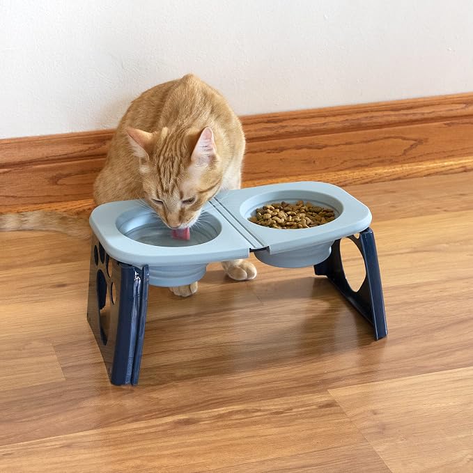 SPORT PET Elevated Travel Folding Bowls,Blue - Image 4