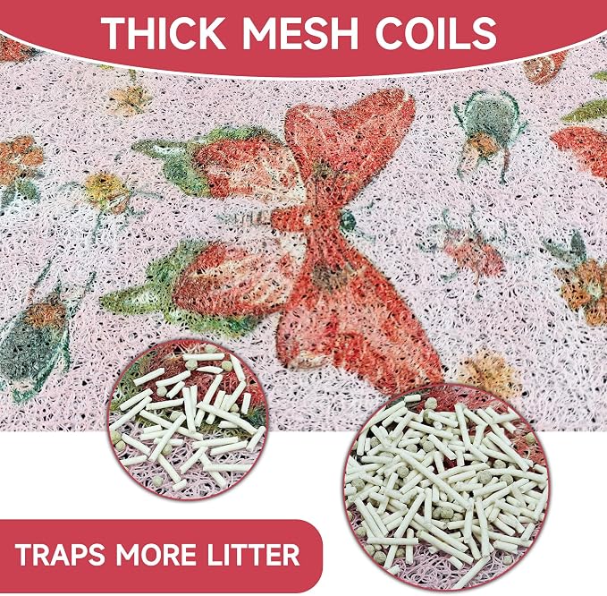 Cat Litter Mat, 35" x 23" Litter Mat, Traps 100% Cat Litter, Non-Slip Litter Box Trapping Mat, Cute Decor Mat, Easy Clean for Scatter Control, Waterproof Urine Protection - Image 2