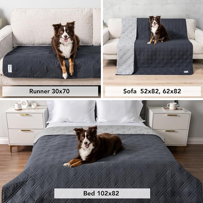 PetAmi Waterproof Couch Cover for Dog Nonslip Bed Sofa Blanket, 102x82 Gray - Image 4