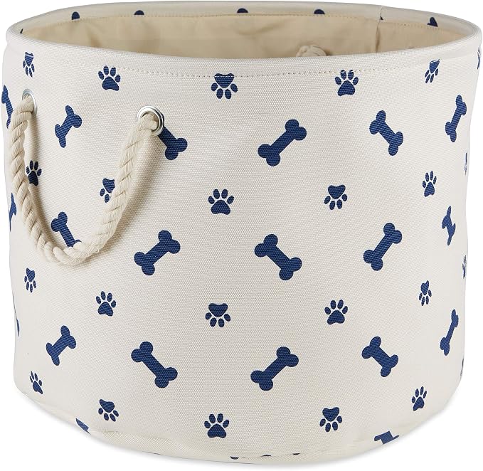 Bone Dry 5511 Pet Storage Collection Paw and Bone Print, Medium Round, Nautical Blue - Image 2