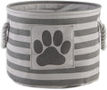 Bone Dry Pet Storage Collection Striped Paw Patch Bin, Small Round, Grayz, Medium Breeds by BoneDry