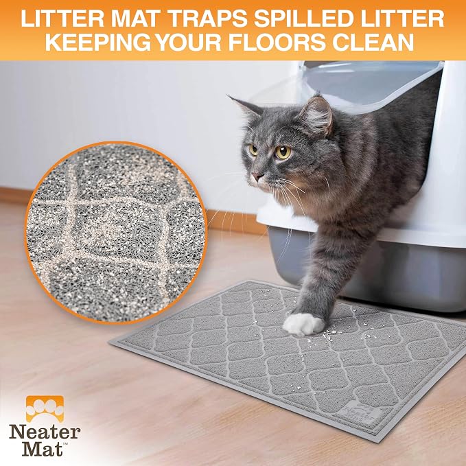 Neater Pets Neater Mat Cat Litter Mat, Thick & Durable Cat Mat for Litter Box, Trapper Pad Catches Mess to Protect Indoor Floors, Soft on Kitty Paws, Anti-Skid Grip Backing, Easy to Clean, Grey - Image 2