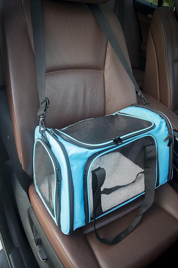 Soft Sided Carrier for Small Medium Cats Dogs,TSA Airline Approved Collapsible Travel Pet Carrier Medium Blue - Image 10