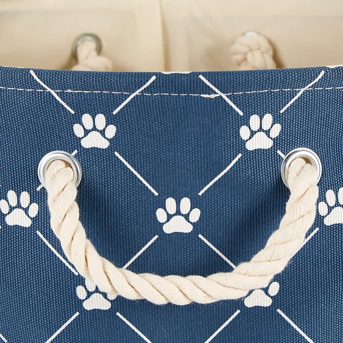 Bone Dry Pet Storage Paw and Bone, Trellis Collection, Medium Rectangle, 16x10x12, Navy - Image 3