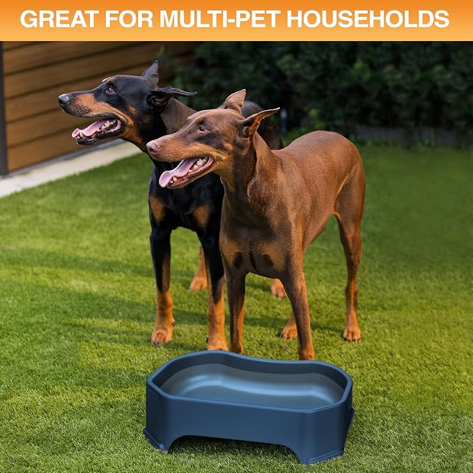 Neater Pet Brands Extra Large Water Bowl for Dogs, Outdoor Dog Water Bowl (1.25 Gallon XL Capacity), Big Trough Style Food Dish for Indoors or Outside, No Spill Large Dog Bowls, Dark Blue - Image 4