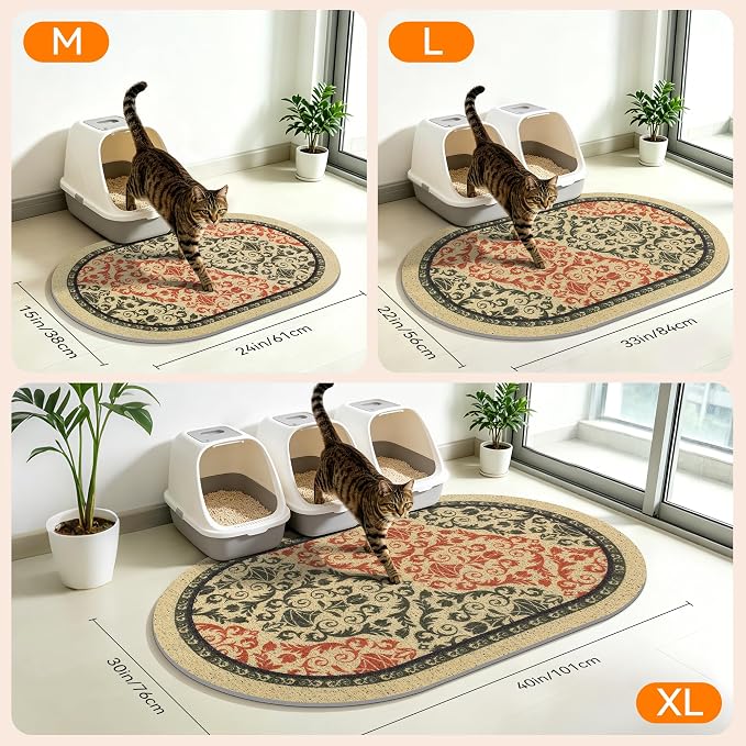 Cat Litter Mat, 33"x22" High Density PVC Litter Rug Trapping Mat, Non-Slip, Waterproof & Urine-Proof Litters Catcher Mats, Keep Floor Clean, Soft on Kitten Paws, Cat Essentials Brown-Green - Image 7