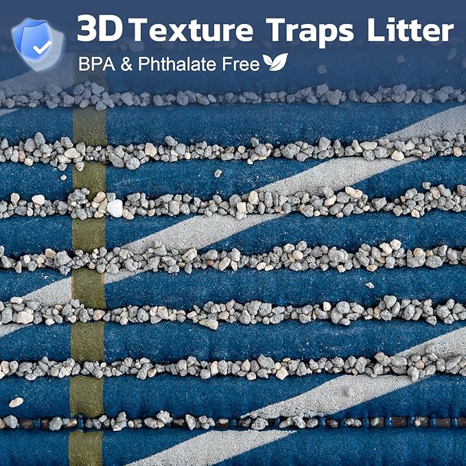 Cat Litter Mat, 40"x25" Jumbo Foam Litter Box Mat | Extra Large Coverage, Soft on Paws, Trimmable Design, BPA-Free Foam, Leak-Proof, Machine Washable, Navy Chevron - Image 5