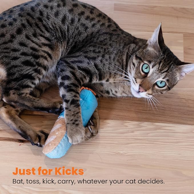 Catstages Loaf Kicker Interactive Cat Toy with Catnip & Dental Mesh, 6.5" | Plush Body for Bunny Kicking, Supports Clean Teeth & Massages Gums, Ribbon Accent, Enrichment for Cats & Kittens - Image 6