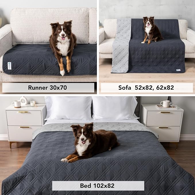 PetAmi Waterproof Couch Cover for Dog Non-Slip Bed Sofa Blanket, 30x70 Gray | Leakproof Furniture Protector for Pet Cat, Machine Washable Pee Proof Mat for Chair Car Seat, Durable & Anti Slip Backing - Image 4