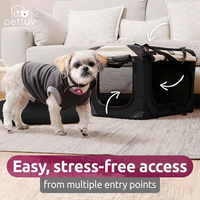 Cat & Dog Pet Carrier, Soft-Sided, Medium 20"x13"x13" Fits Most Cats or Small Dog, Comfortable for Travel & Vet Visits, Privacy Windows, Removable Plush Bed, Locking Zippers, Folds Flat - Image 7