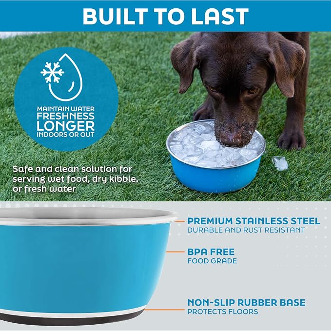 Master Pet Supply Stainless Steel Dog Bowls Set of 2 - Camo Patrol - 16 Oz | Non-Slip Rubber Base, Basic Dog Food Bowl Water & Food Bowls for Small, Medium, Large Dogs & Cats Metal Dish - Image 3