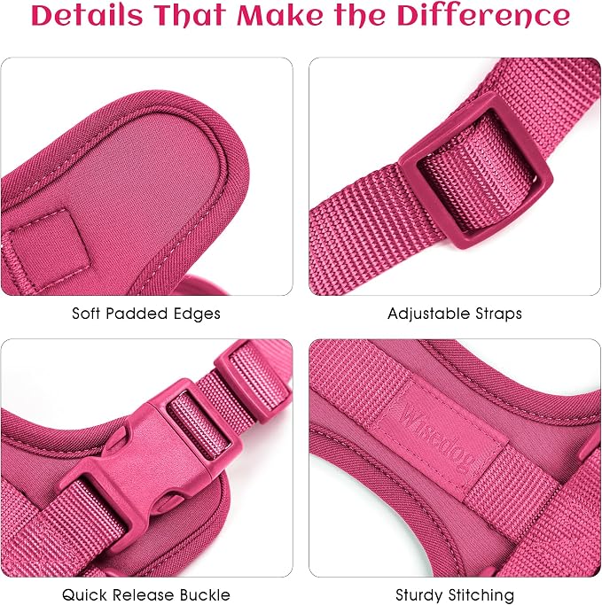 Wisedog No Pull Dog Harness, Peacock Pink, Small | Lightweight, Adjustable Breathable Pet Vest, Soft & Comfortable Cushion, Small Medium Large Dogs - Image 3