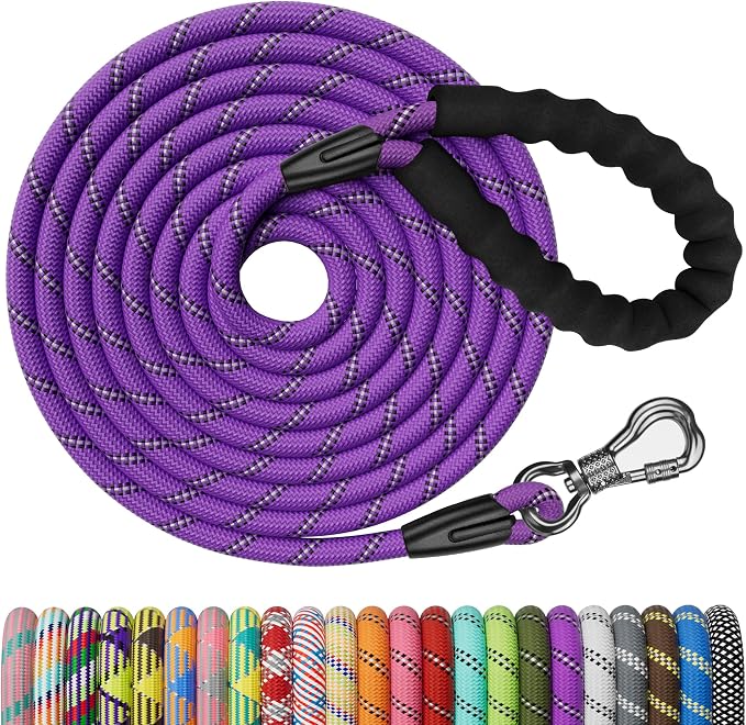 NTR Long Leash, 150FT Extra Long Leash for Large Breed Dog with Swivel Lockable Hook, Purple Heavy Duty Dog Lead for Walking, Hunting, Camping, Backyard by NTR