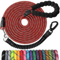 Long Dog Leash 15 FT: Heavy Duty Rope Leashes for Dogs Training with Swivel Lockable Hook Reflective Threads Bungee and Padded Handle - Dog Lead for Large Small Medium Dogs Outside Walking Hiking Red by jenico