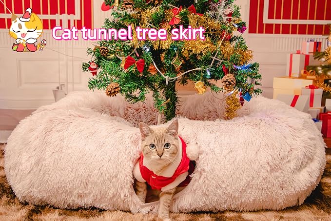 XxingSheep Extra Large Cat Tunnel Bed Plush Cat Cave for Indoor Cats | Spacious rectangular sleeping area allows adult cats and multi-cat homes to stretch, relax and sleep comfortably Pink - Image 6