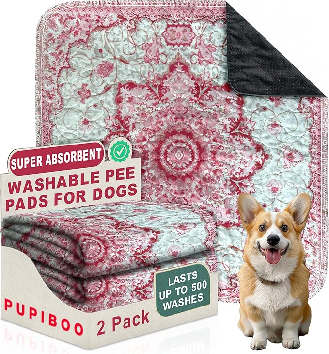 PUPIBOO Washable Pee Pads for Dogs and Cats - Super Absorbent Reusable Puppy Training Pads - 100% Waterproof, Leak-Proof & Non-Slip Whelping Pads for Pet Housebreaking by PUPIBOO